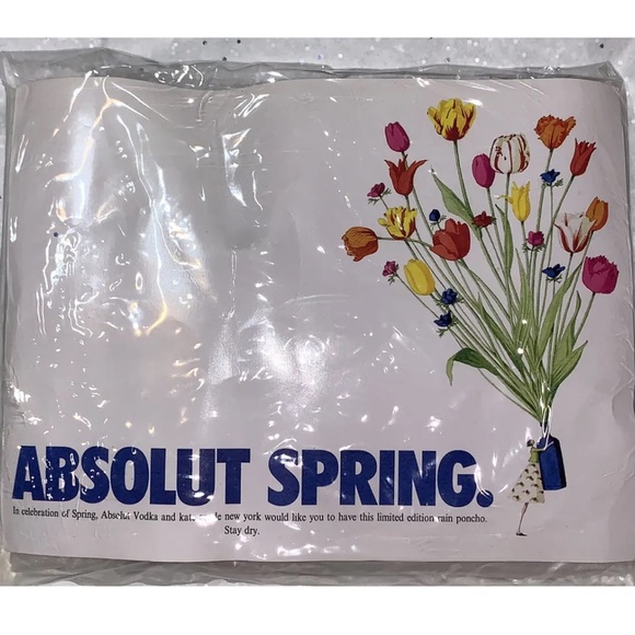 Kate Spade 1999 Vintage Absolut Vodka Spring Hooded Rain Poncho NIP - Picture 7 of 11